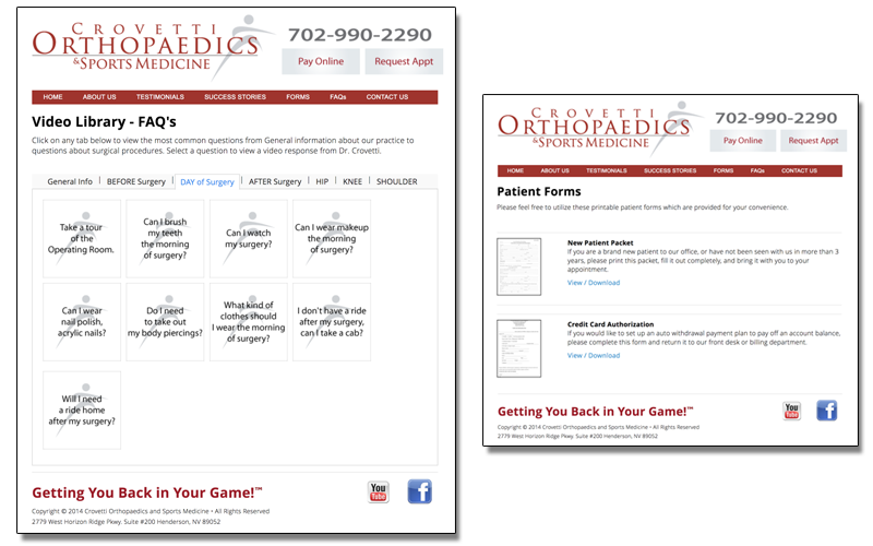 Crovettiortho.com webpages